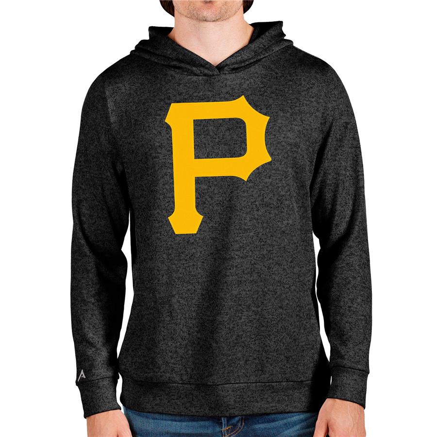 Pittsburgh Pirates Antigua Team Logo Absolute Pullover Hoodie - Heathered Black