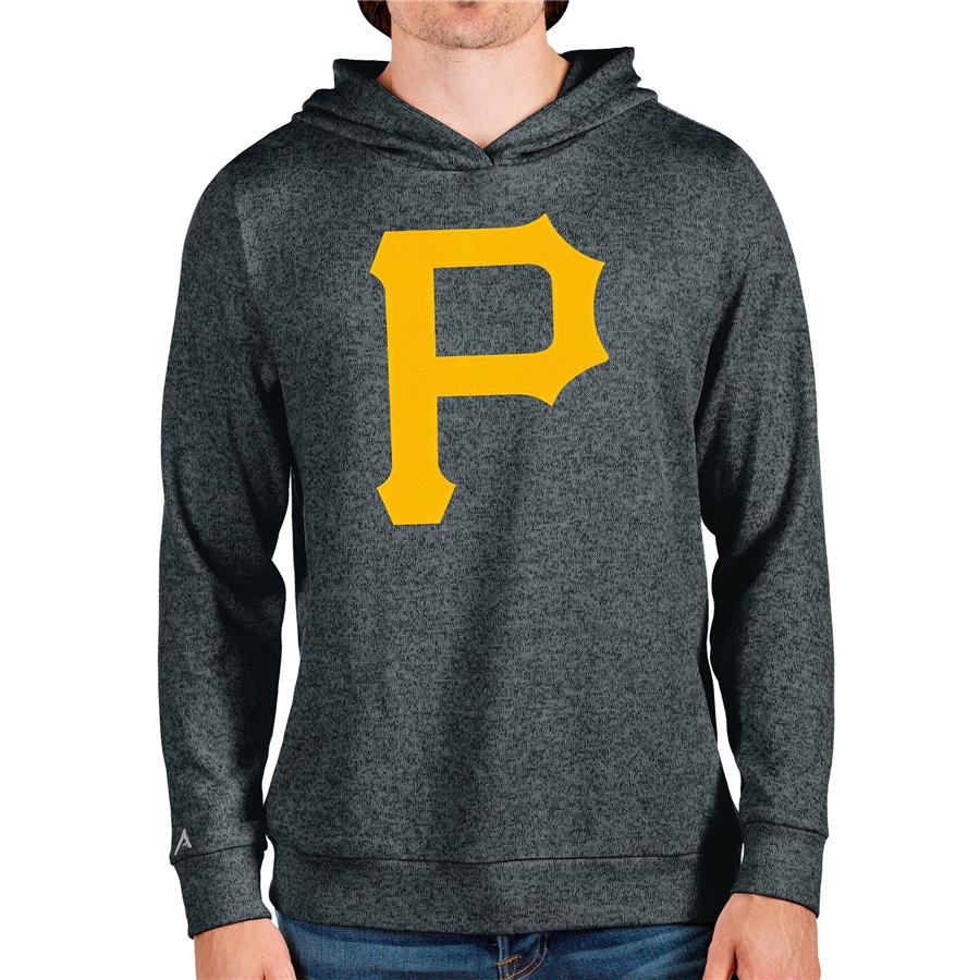 Pittsburgh Pirates Antigua Team Logo Absolute Pullover Hoodie - Heathered Charcoal