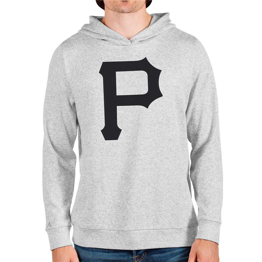 Pittsburgh Pirates Antigua Team Logo Absolute Pullover Hoodie - Heathered Gray