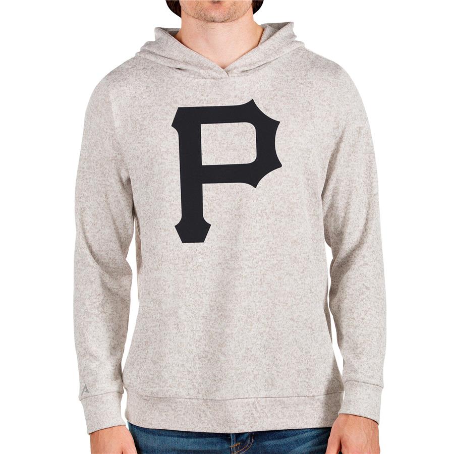 Pittsburgh Pirates Antigua Team Logo Absolute Pullover Hoodie - Oatmeal