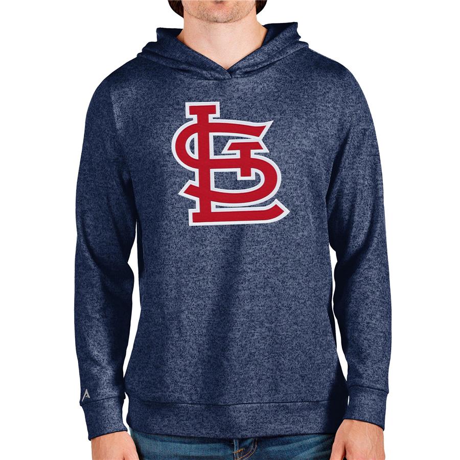 St. Louis Cardinals Antigua Team Logo Absolute Pullover Hoodie - Heathered Navy