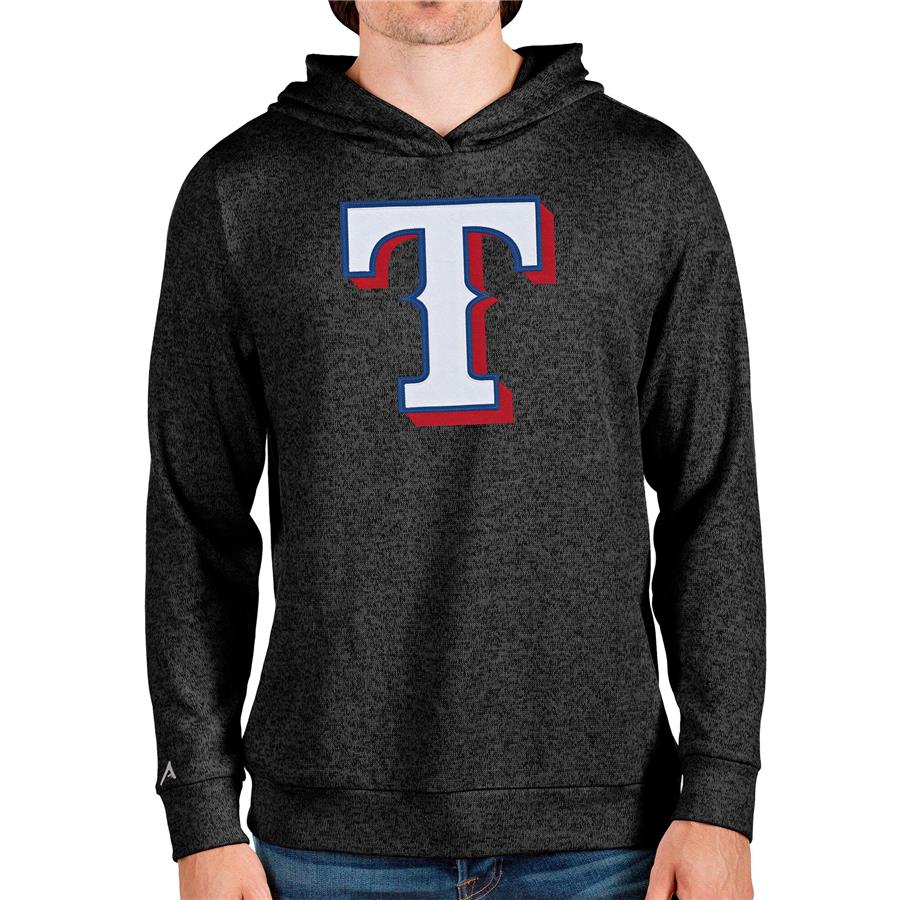 Texas Rangers Antigua Team Logo Absolute Pullover Hoodie - Heathered Black