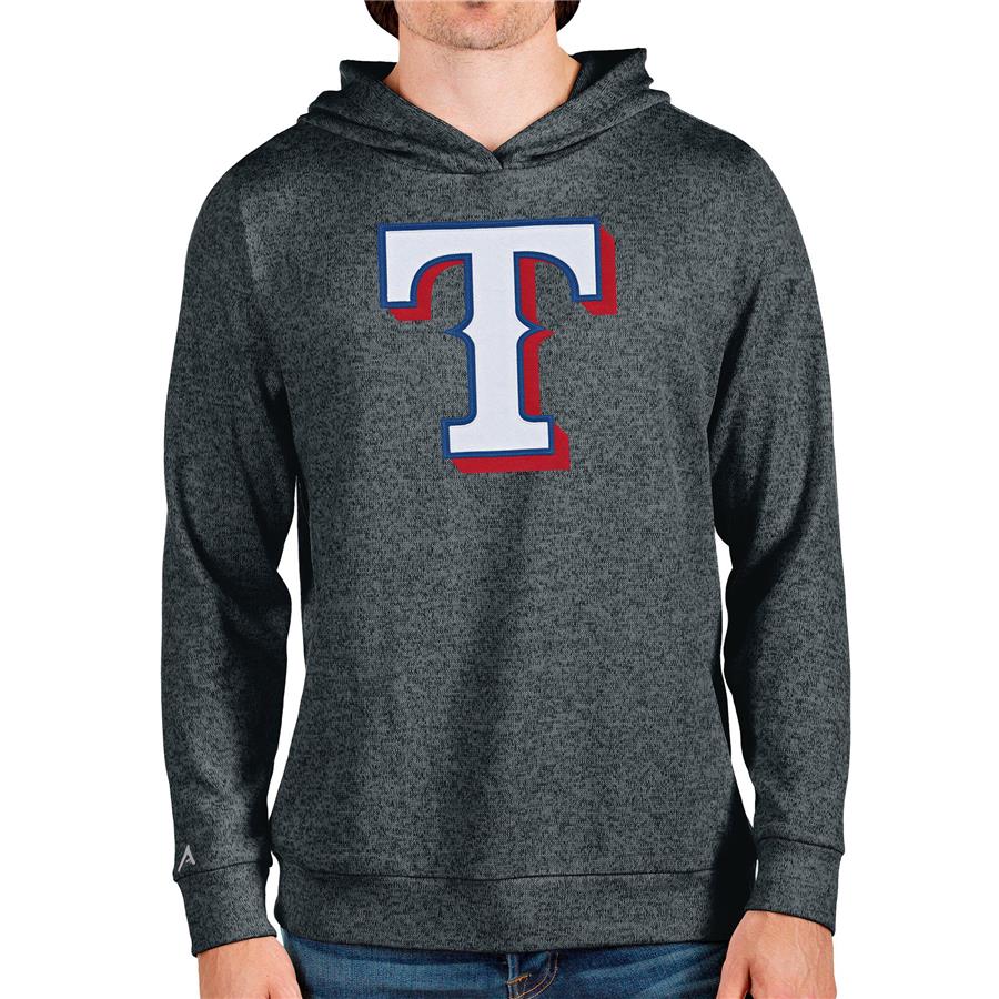 Texas Rangers Antigua Team Logo Absolute Pullover Hoodie - Heathered Charcoal