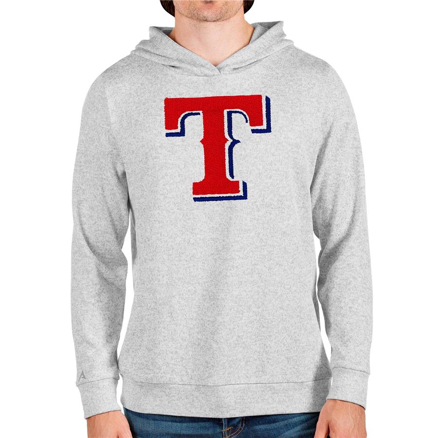 Texas Rangers Antigua Team Logo Absolute Pullover Hoodie - Heathered Gray