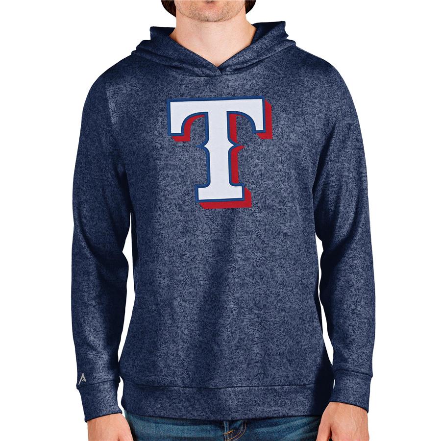 Texas Rangers Antigua Team Logo Absolute Pullover Hoodie - Heathered Navy