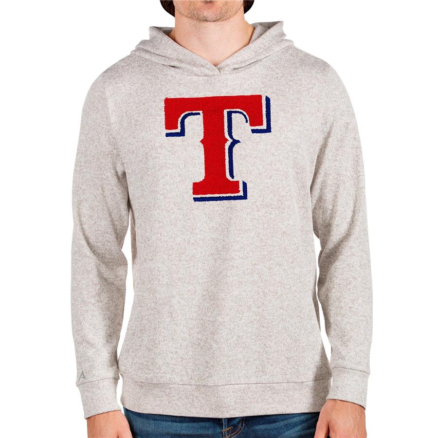 Texas Rangers Antigua Team Logo Absolute Pullover Hoodie - Oatmeal