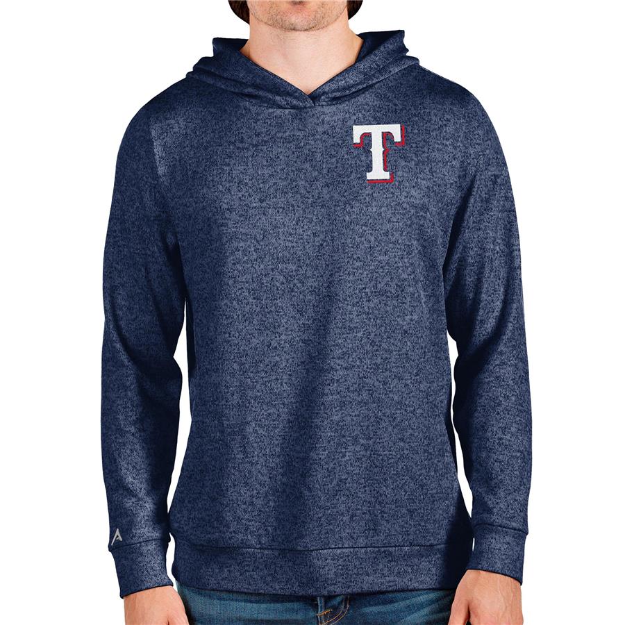 Texas Rangers Antigua Absolute Pullover Hoodie - Heathered Navy