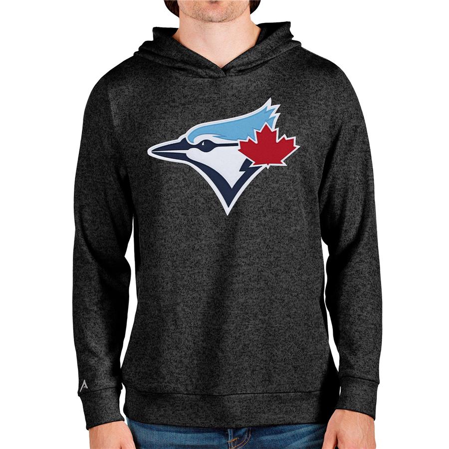 Toronto Blue Jays Antigua Team Logo Absolute Pullover Hoodie - Heathered Black