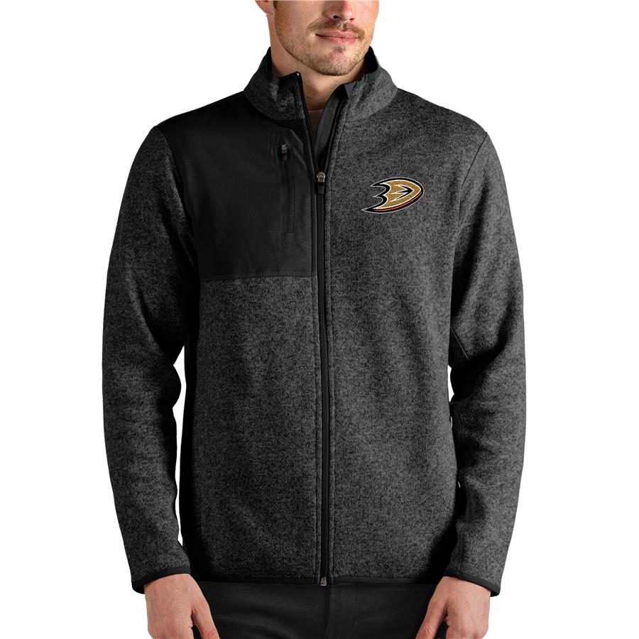 Anaheim Ducks Antigua Fortune Full-Zip Jacket - Heathered Black