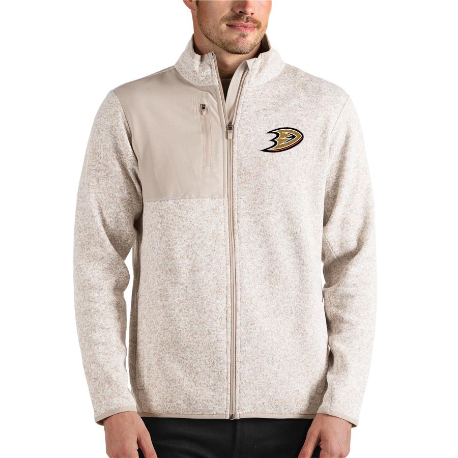 Anaheim Ducks Antigua Fortune Full-Zip Jacket - Oatmeal