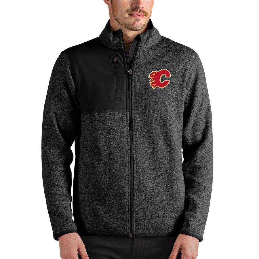 Calgary Flames Antigua Fortune Full-Zip Jacket - Heathered Black