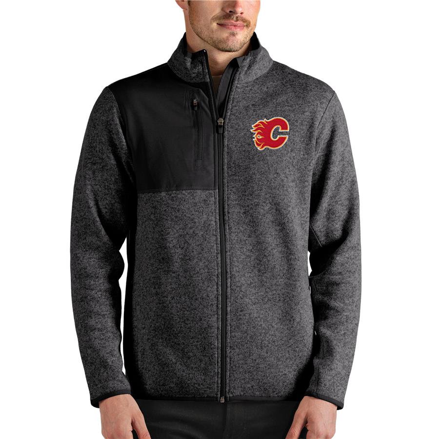 Calgary Flames Antigua Fortune Full-Zip Jacket - Heathered Charcoal