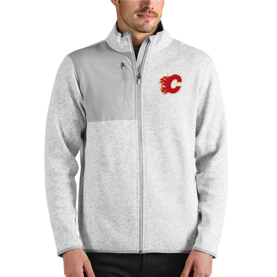 Calgary Flames Antigua Fortune Full-Zip Jacket - Heathered Gray