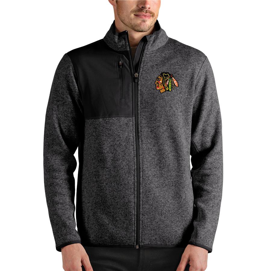 Chicago Blackhawks Antigua Fortune Full-Zip Jacket - Heathered Charcoal