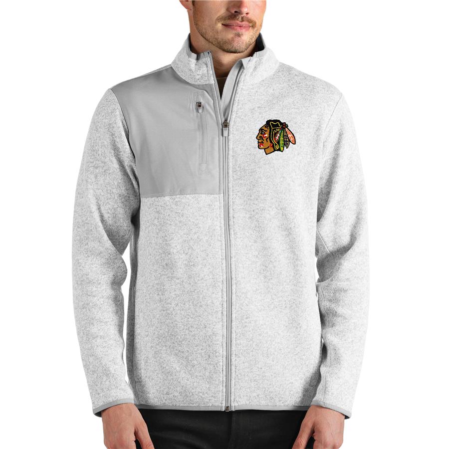 Chicago Blackhawks Antigua Fortune Full-Zip Jacket - Heathered Gray