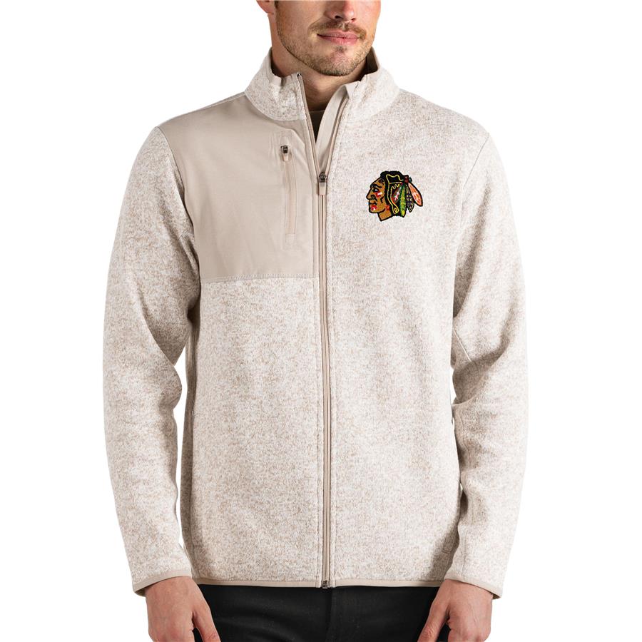 Chicago Blackhawks Antigua Fortune Full-Zip Jacket - Oatmeal