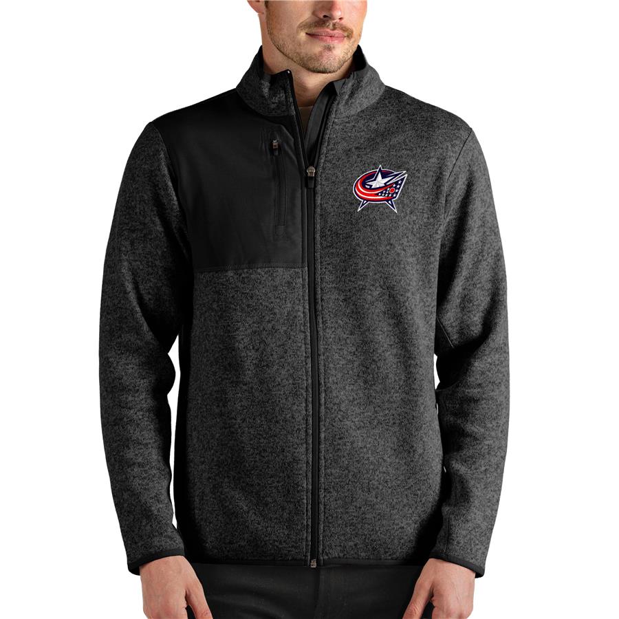 Columbus Blue Jackets Antigua Fortune Full-Zip Jacket - Heathered Black