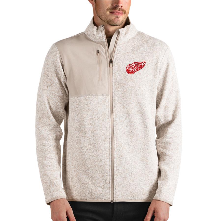 Detroit Red Wings Antigua Fortune Full-Zip Jacket - Oatmeal