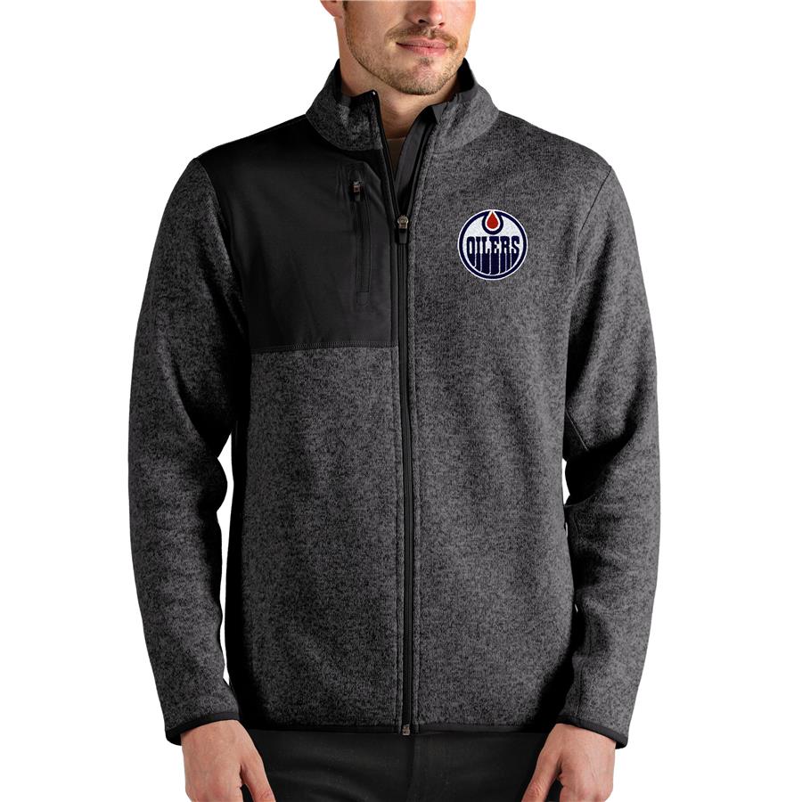 Edmonton Oilers Antigua Fortune Full-Zip Jacket - Heathered Charcoal