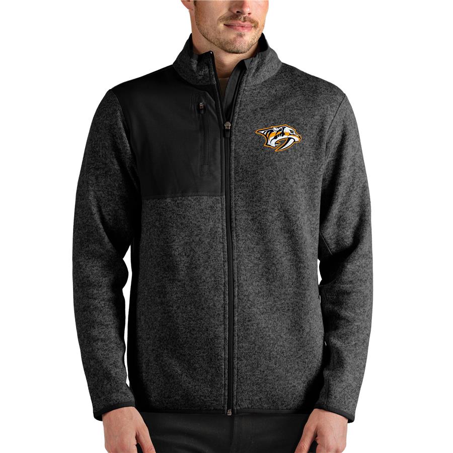Nashville Predators Antigua Fortune Full-Zip Jacket - Heathered Black
