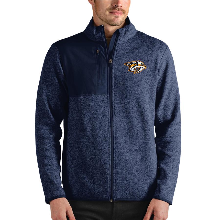 Nashville Predators Antigua Fortune Full-Zip Jacket - Heathered Navy