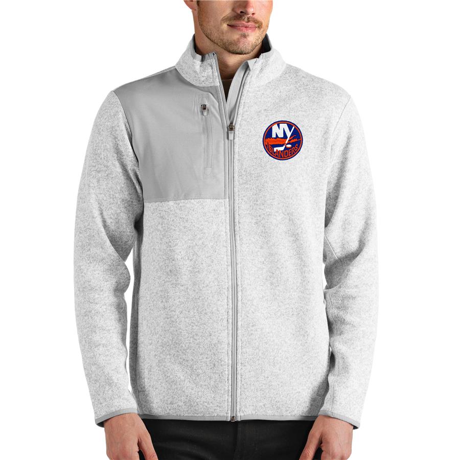 New York Islanders Antigua Fortune Full-Zip Jacket - Heathered Gray