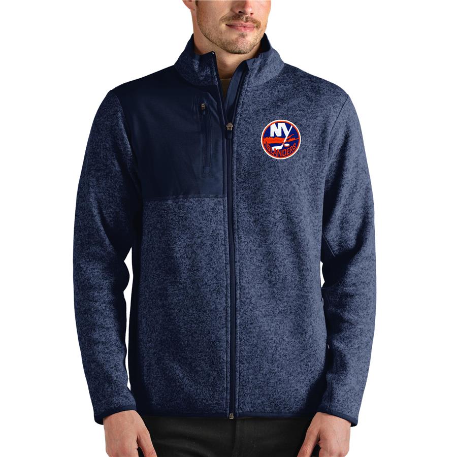 New York Islanders Antigua Fortune Full-Zip Jacket - Heathered Navy