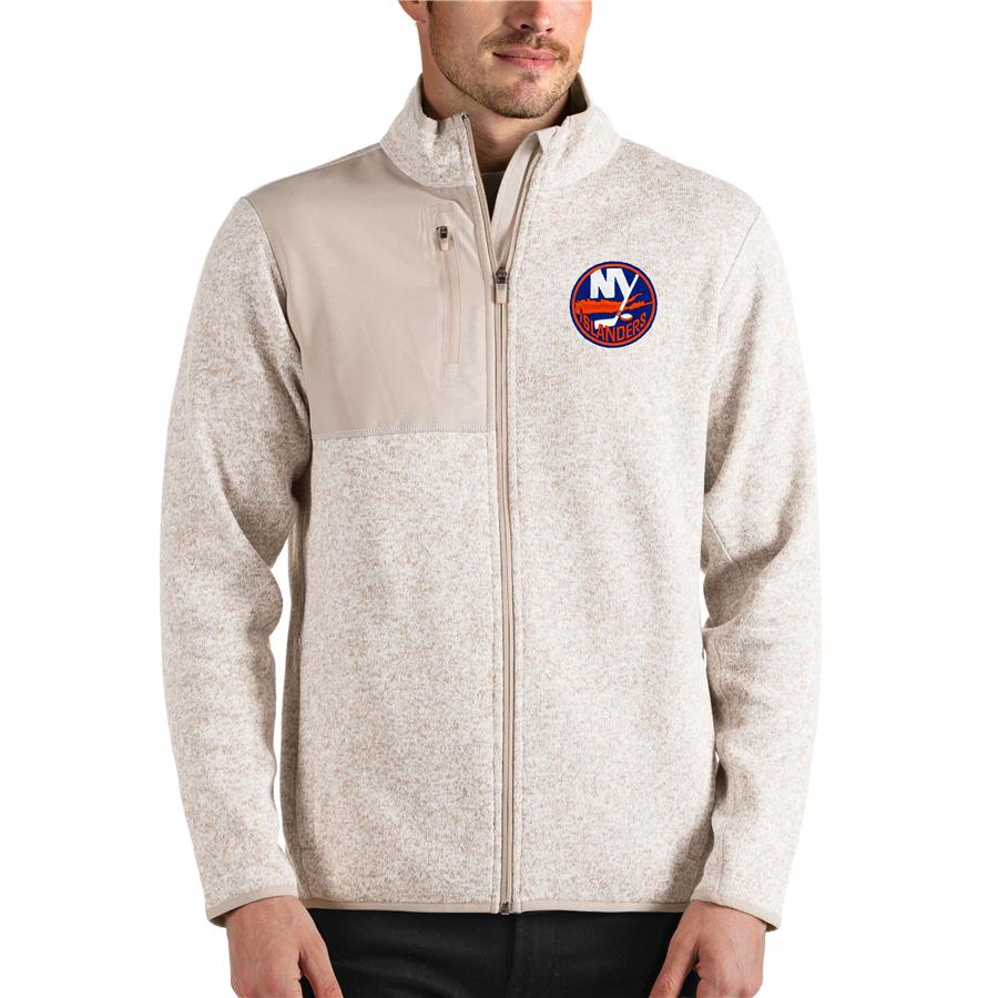 New York Islanders Antigua Fortune Full-Zip Jacket - Oatmeal