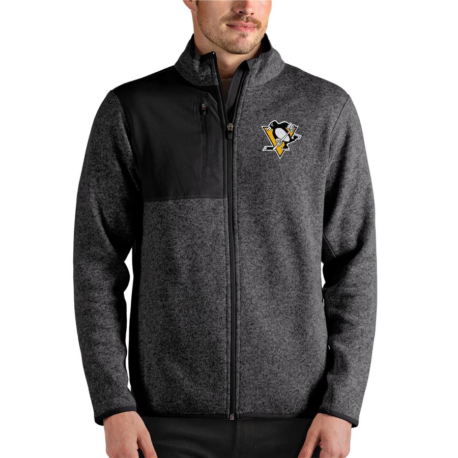 Pittsburgh Penguins Antigua Fortune Full-Zip Jacket - Heathered Charcoal