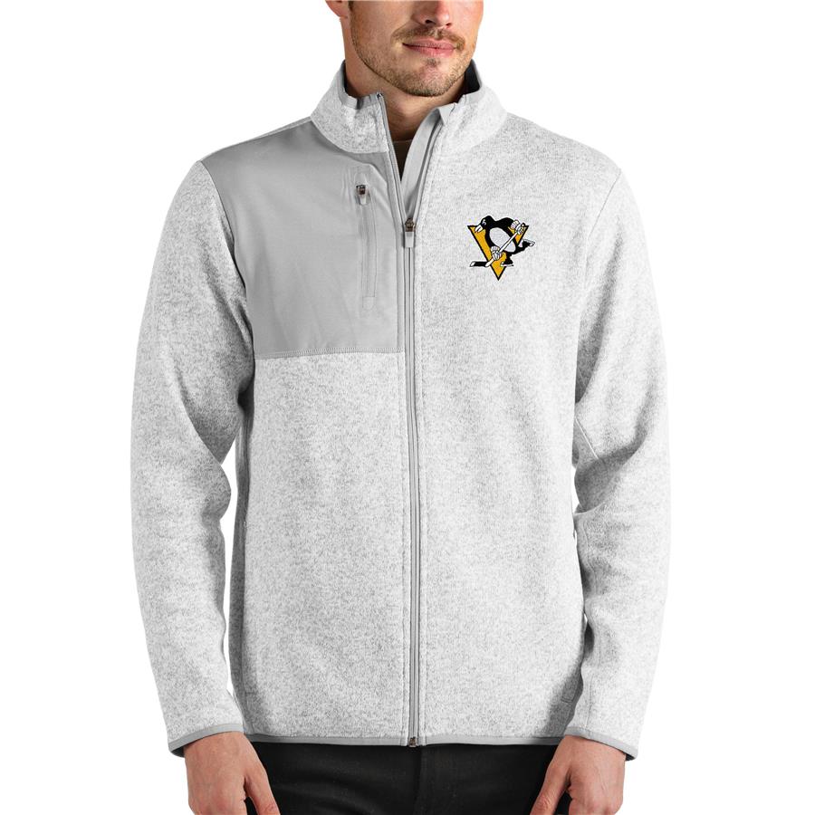 Pittsburgh Penguins Antigua Fortune Full-Zip Jacket - Heathered Gray