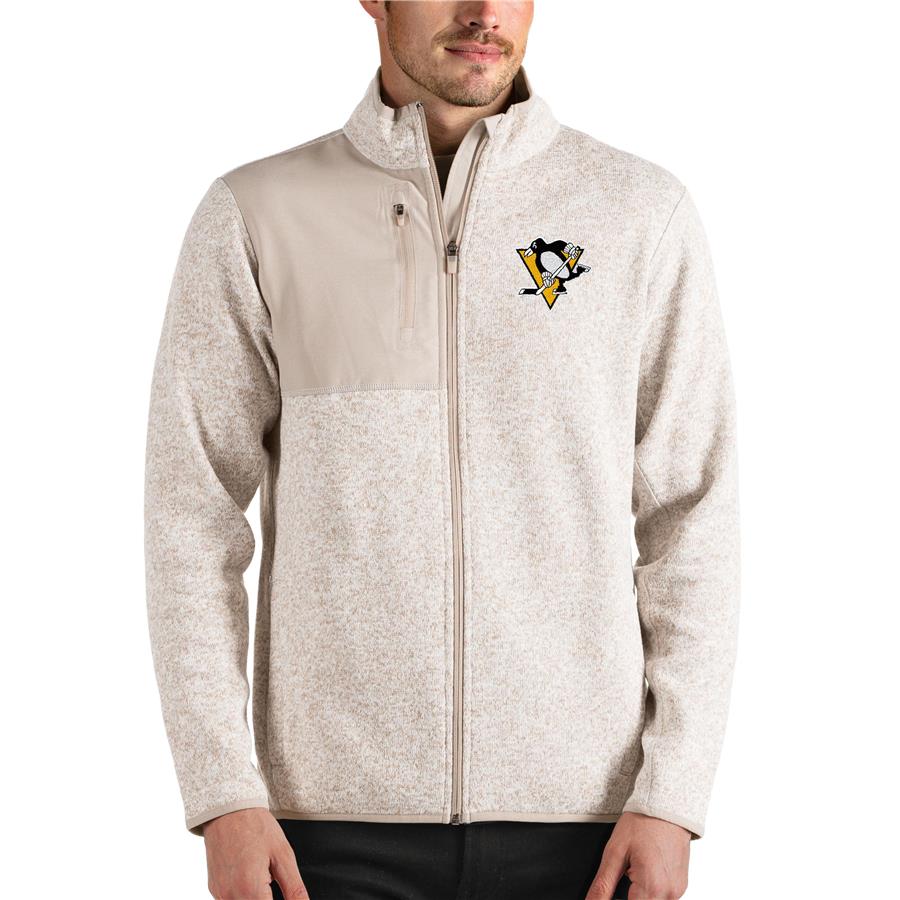 Pittsburgh Penguins Antigua Fortune Full-Zip Jacket - Oatmeal