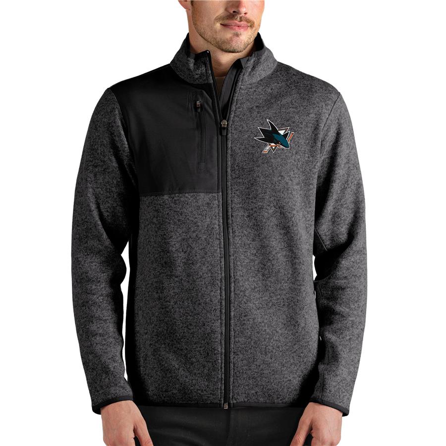 San Jose Sharks Antigua Fortune Full-Zip Jacket - Heathered Charcoal