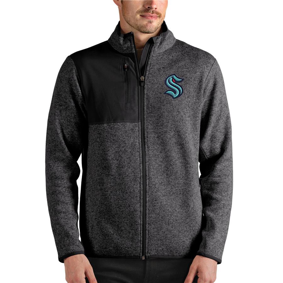 Seattle Kraken Antigua Fortune Full-Zip Jacket - Heathered Charcoal