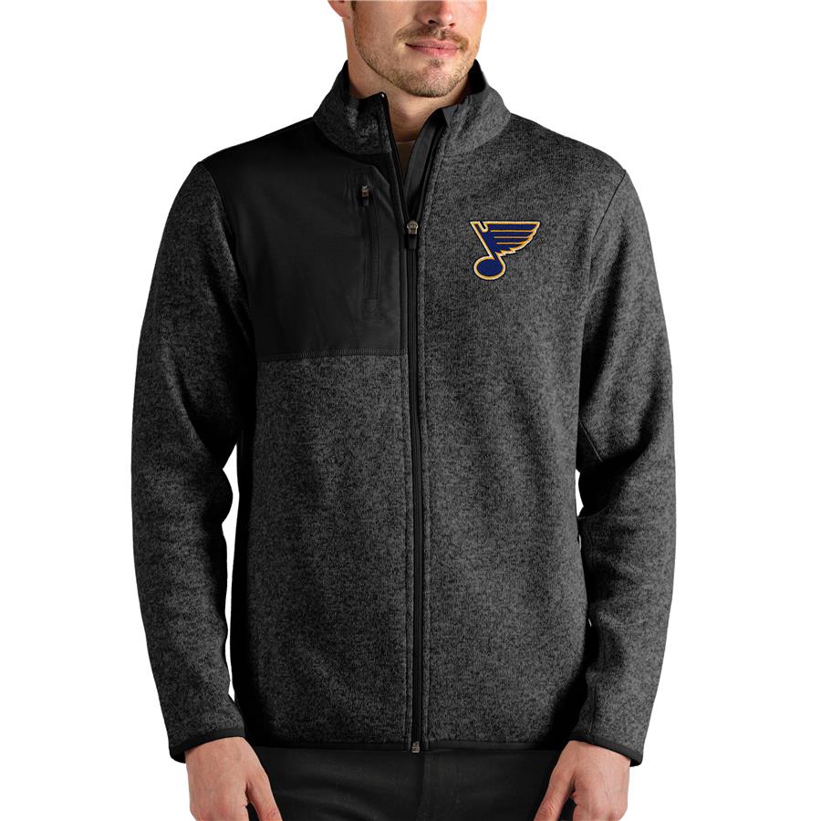 St. Louis Blues Antigua Fortune Full-Zip Jacket - Heathered Black