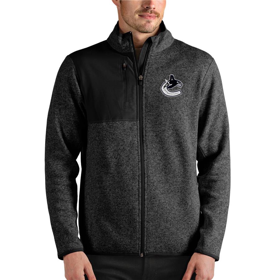 Vancouver Canucks Antigua Fortune Full-Zip Jacket - Heathered Black