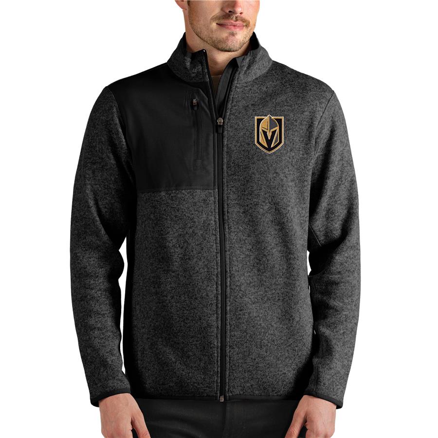 Vegas Golden Knights Antigua Fortune Full-Zip Jacket - Heathered Black