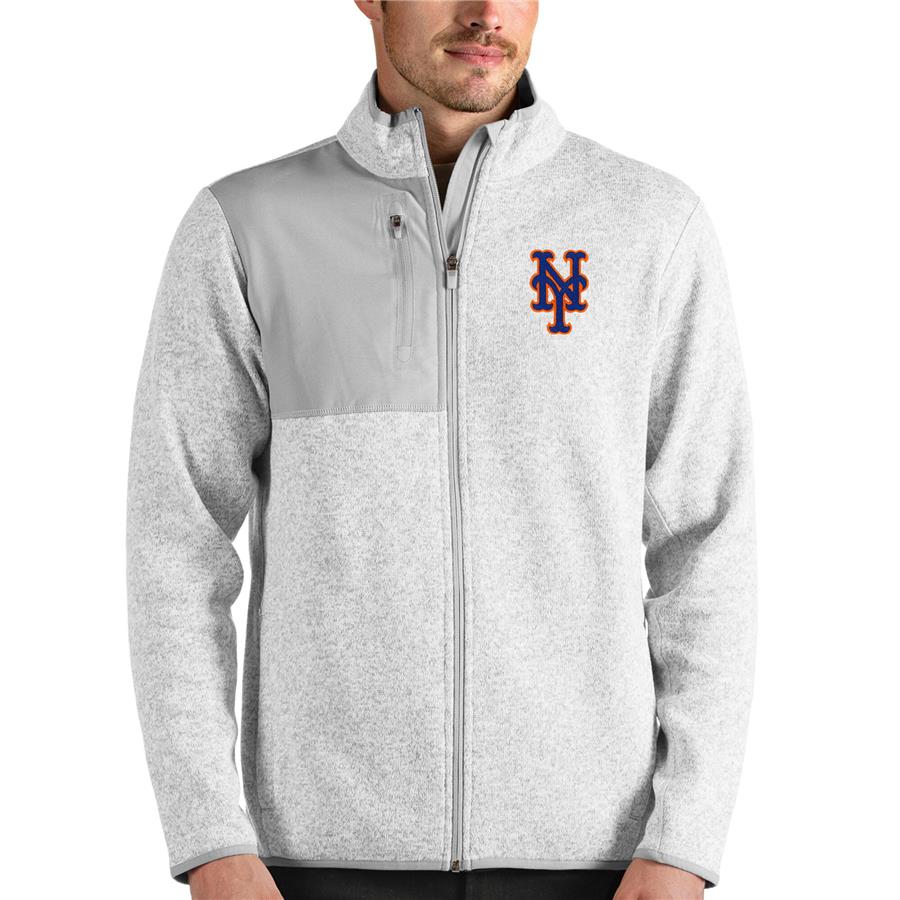 New York Mets Antigua Fortune Full-Zip Jacket - Heathered Gray
