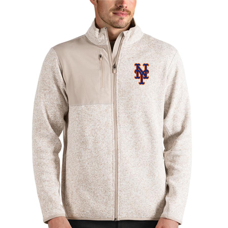 New York Mets Antigua Fortune Full-Zip Jacket - Oatmeal