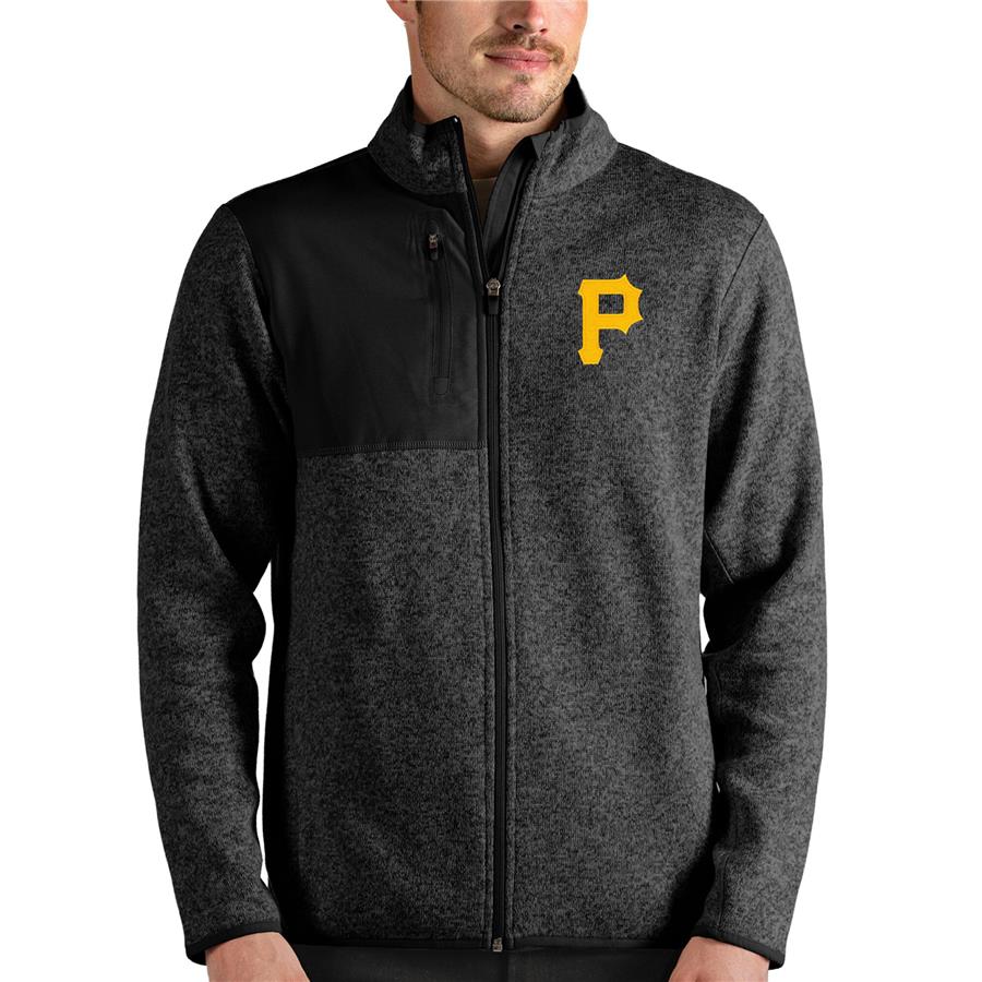Pittsburgh Pirates Antigua Fortune Full-Zip Jacket - Heathered Black