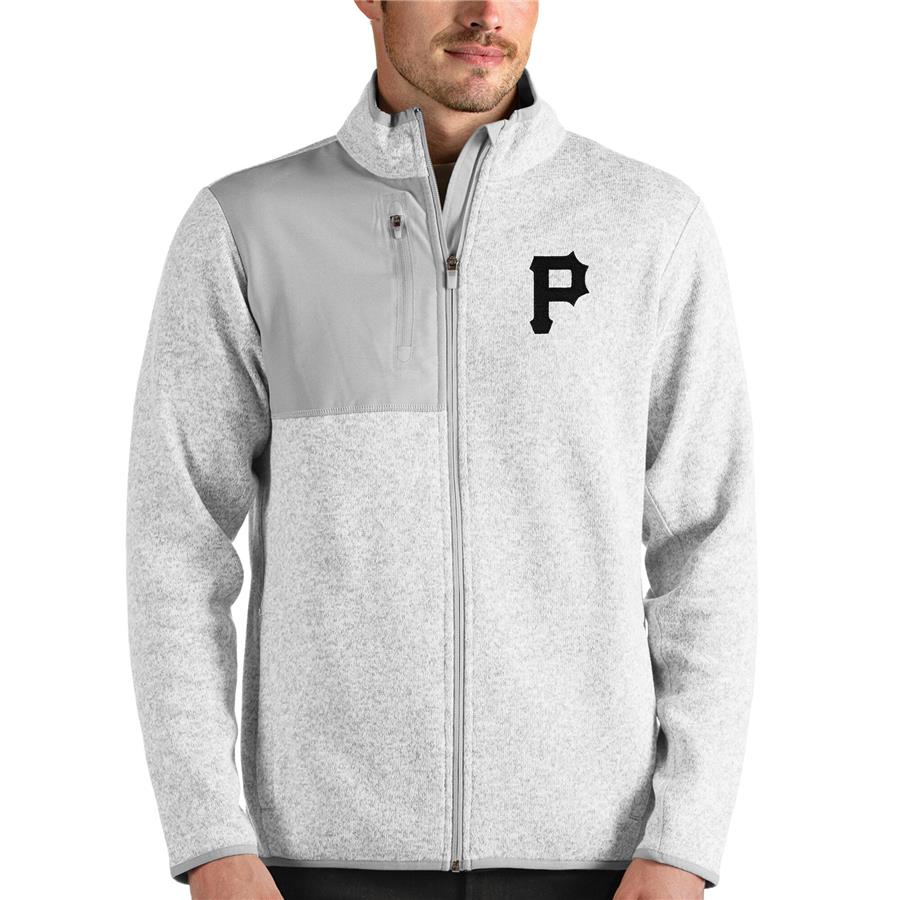 Pittsburgh Pirates Antigua Fortune Full-Zip Jacket - Heathered Gray