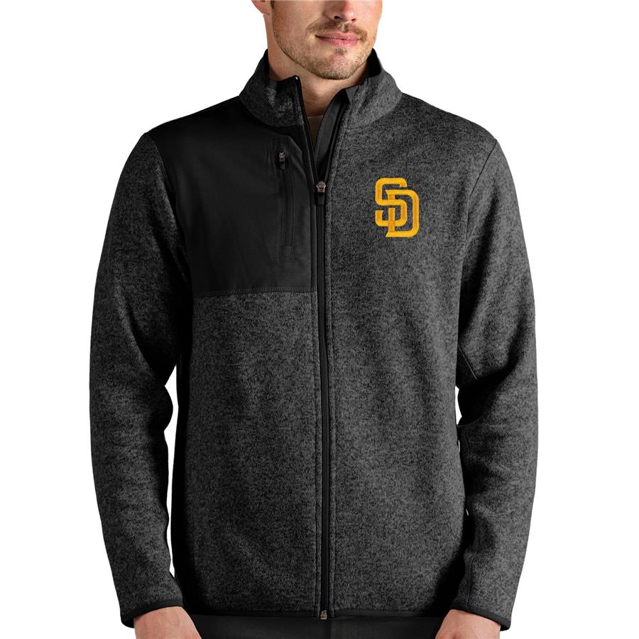 San Diego Padres Antigua Fortune Full-Zip Jacket - Heathered Black