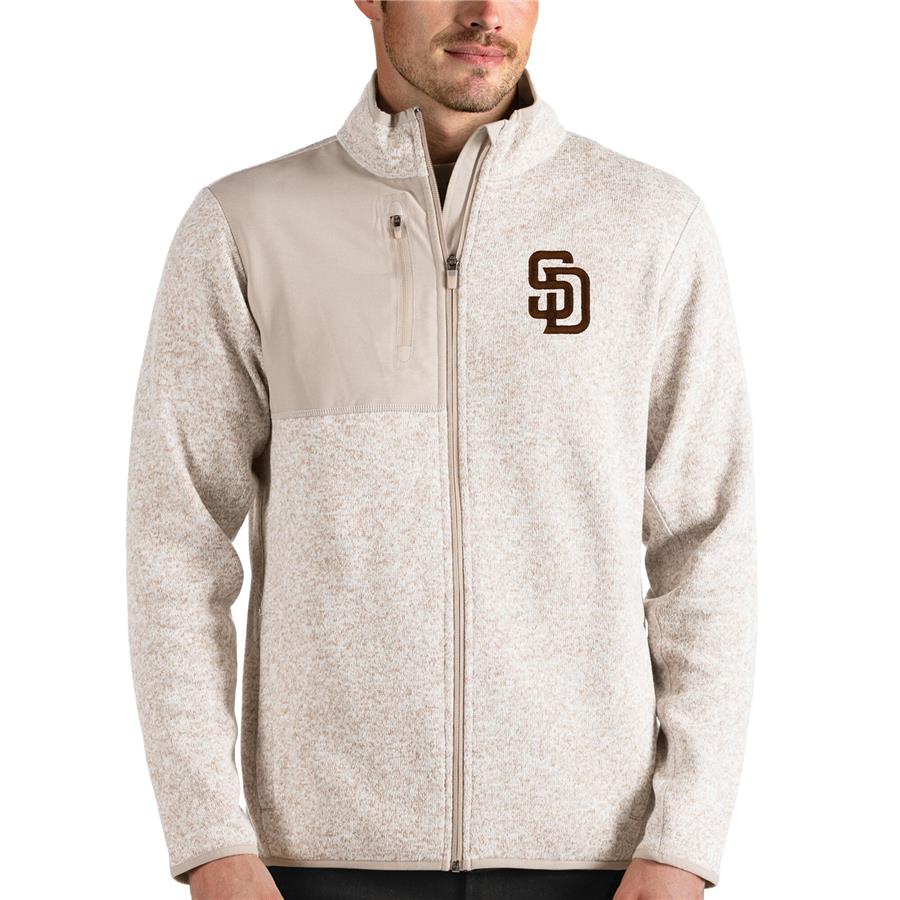 San Diego Padres Antigua Fortune Full-Zip Jacket - Oatmeal