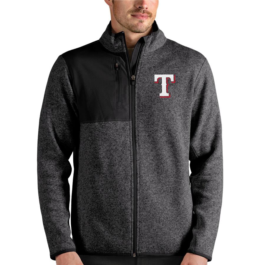 Texas Rangers Antigua Fortune Full-Zip Jacket - Heathered Charcoal