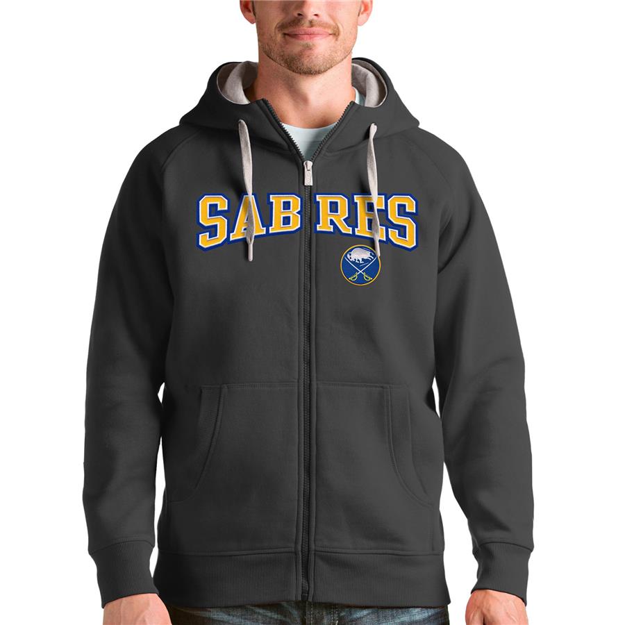 Buffalo Sabres Antigua Wordmark Victory Full-Zip Hoodie - Charcoal