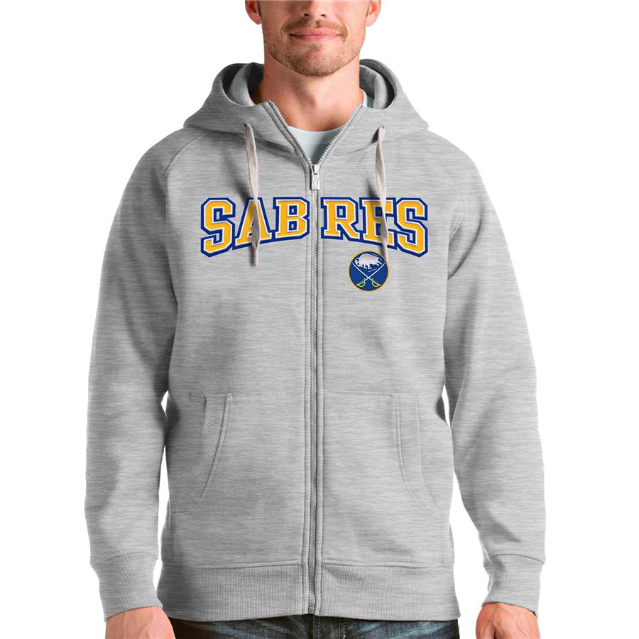 Buffalo Sabres Antigua Wordmark Victory Full-Zip Hoodie - Heathered Gray