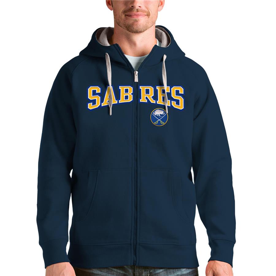 Buffalo Sabres Antigua Wordmark Victory Full-Zip Hoodie - Navy