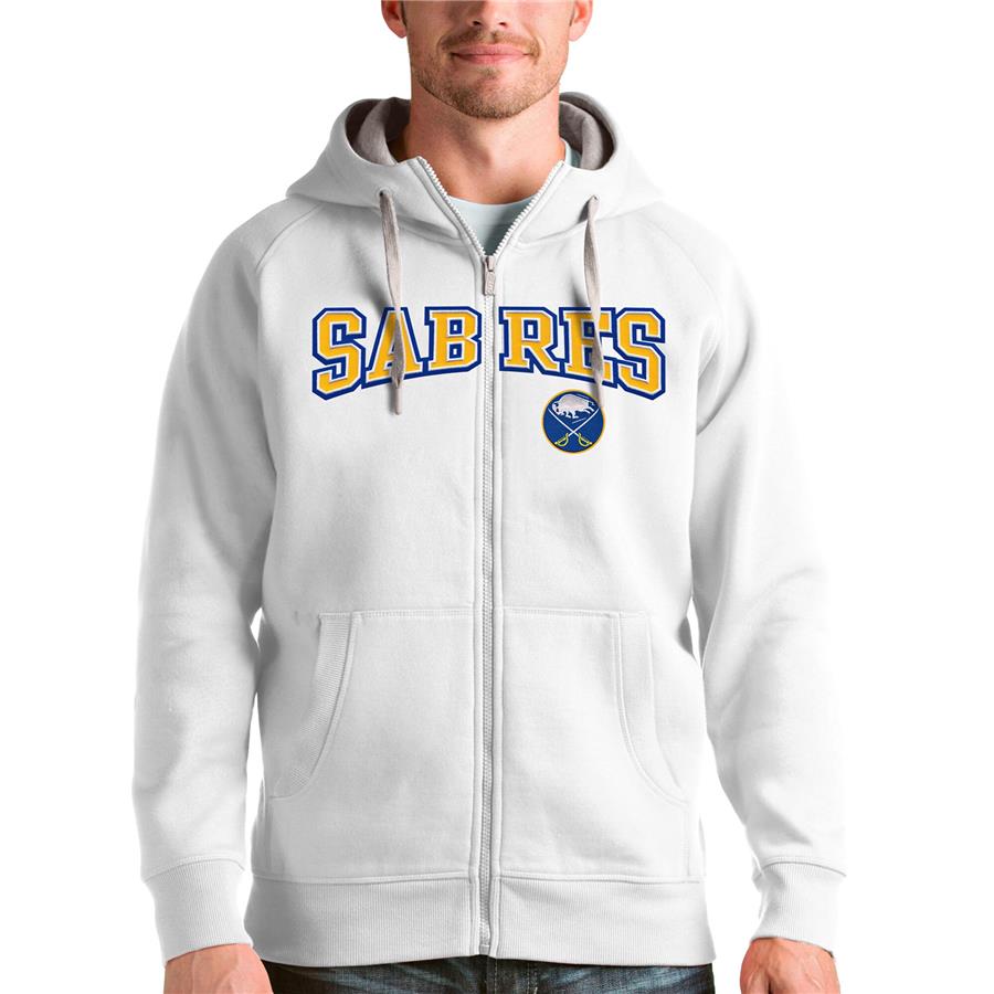 Buffalo Sabres Antigua Wordmark Victory Full-Zip Hoodie - White