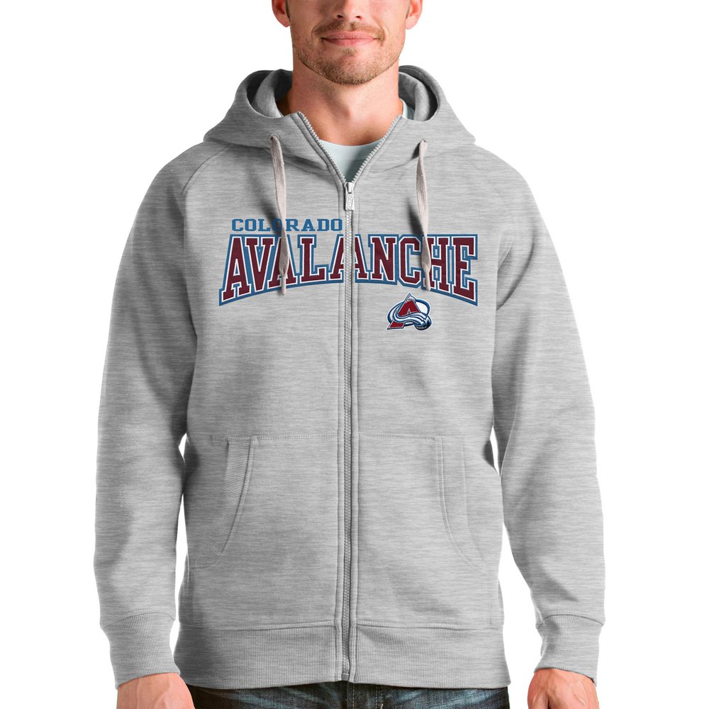 Худи на молнии Colorado Avalanche Antigua Wordmark Victory (серый меланж)