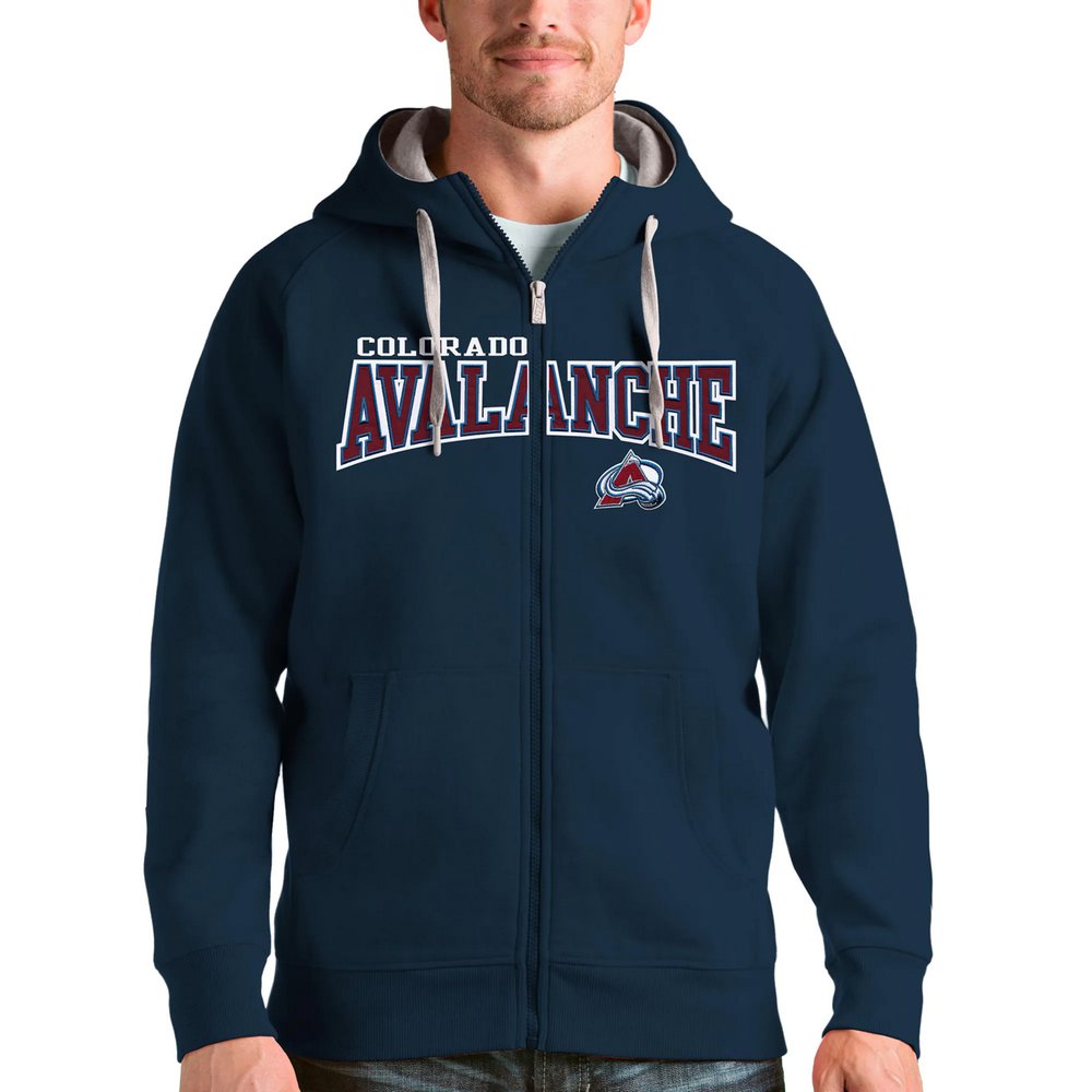 Худи на молнии Colorado Avalanche Antigua Wordmark Victory (тёмно-синий)