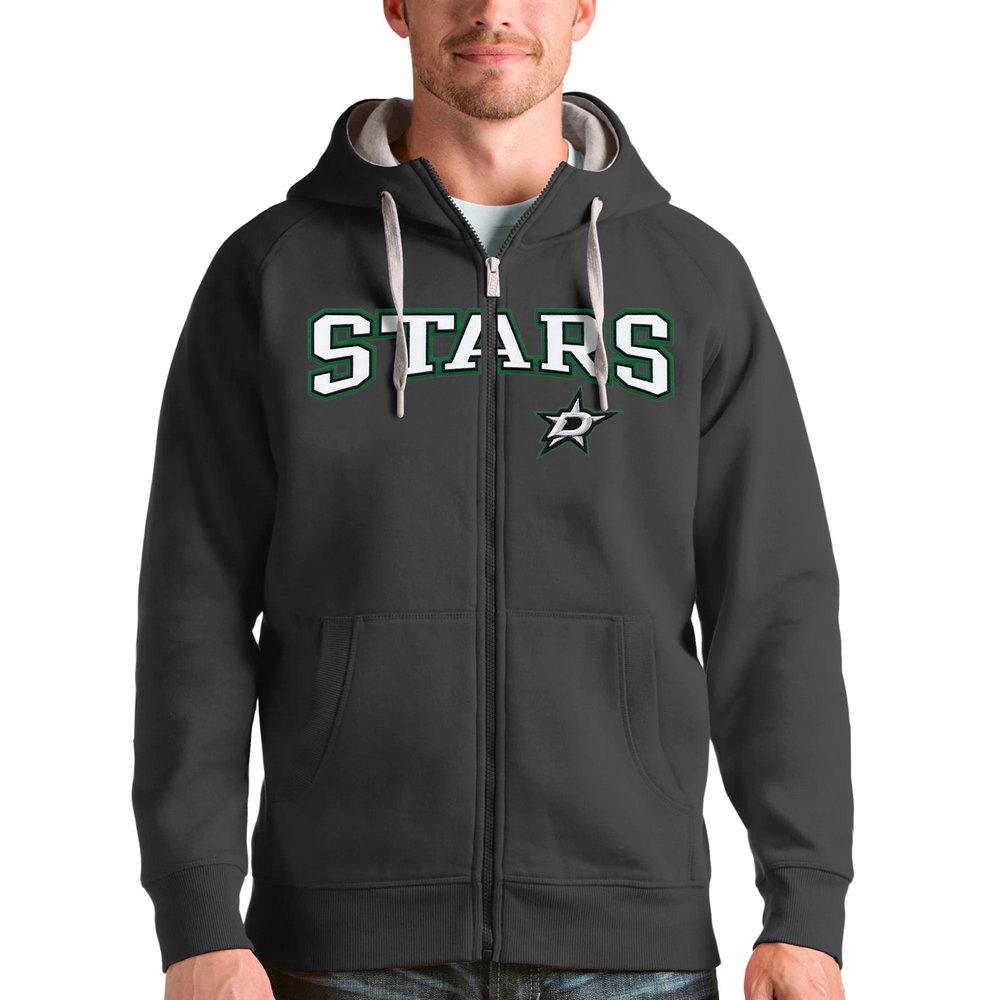 Худи на молнии Dallas Stars Antigua Wordmark Victory (тёмно-серый)
